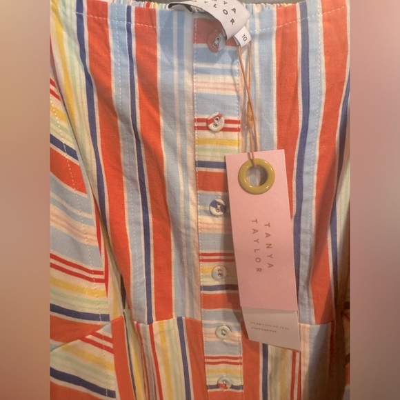 Tanya Taylor Line Multi Colored Stripe Dress In Midi - Picture 6 of 6